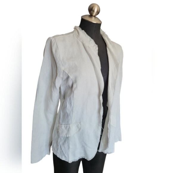 Frank Lyman White Linen Fringe Blazer New Women's Sz Medium - Picture 3 of 15